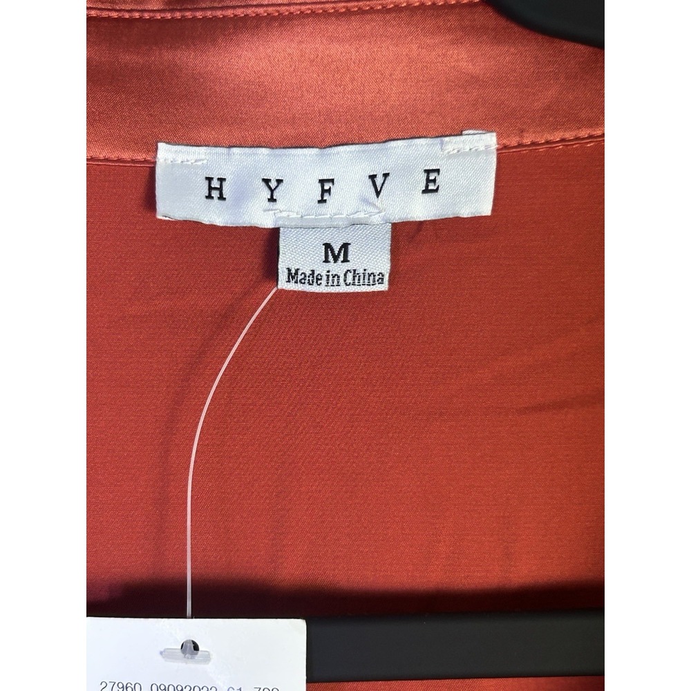 Hyfve bright coral satin crop top collared neckline New Size M - Picture 3 of 10